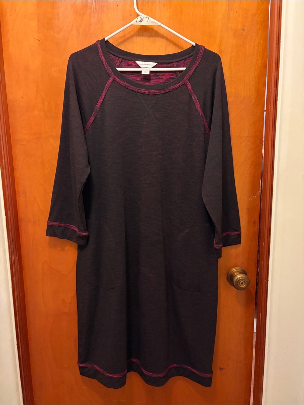 Christopher & Banks Black Midi Dress with Pink Trim